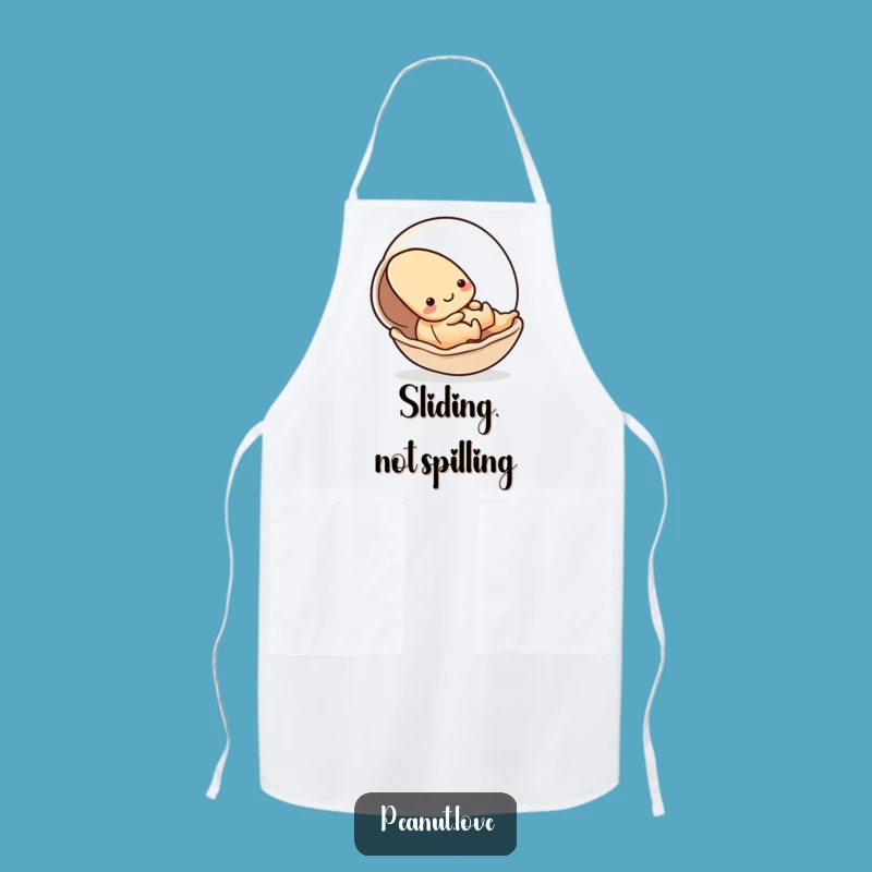 Funny Kawaii Peanut Shell Slide Apron - Kitchen Playful Action Gift