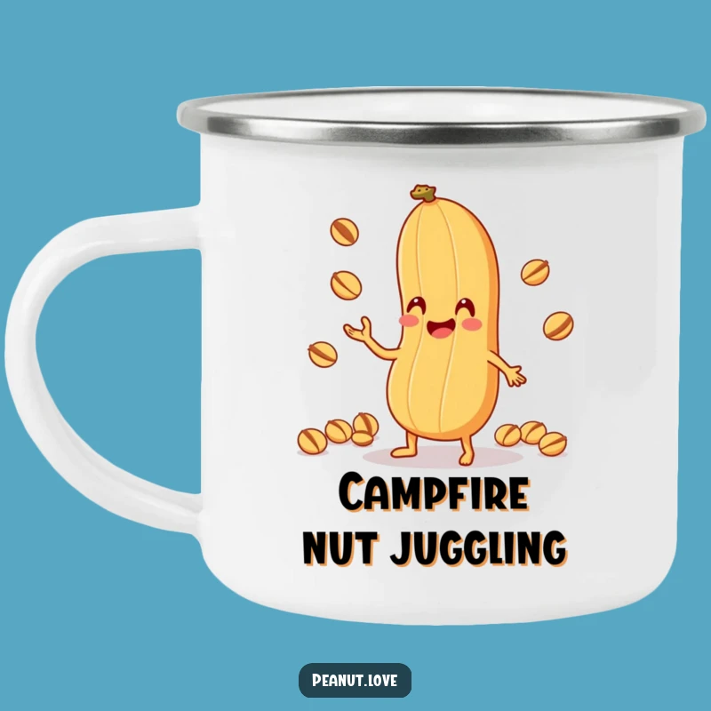 Funny Peanut Juggling Camping Mug: Nutty Adventure, Hilarious Outdoor Gift