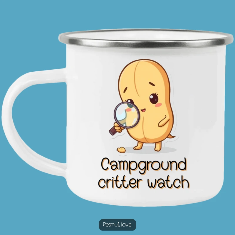 Funny Curious Peanut Camping Mug - Outdoor Detective Sip Gift