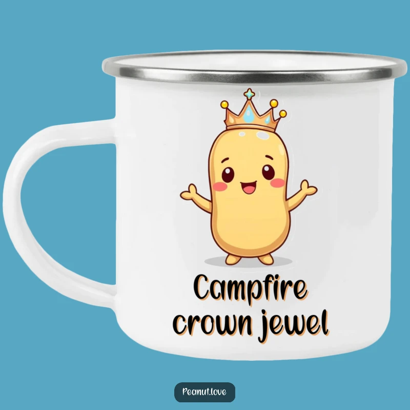 Funny Happy Peanut Crown Camping Mug - Outdoor Regal Sip Gift