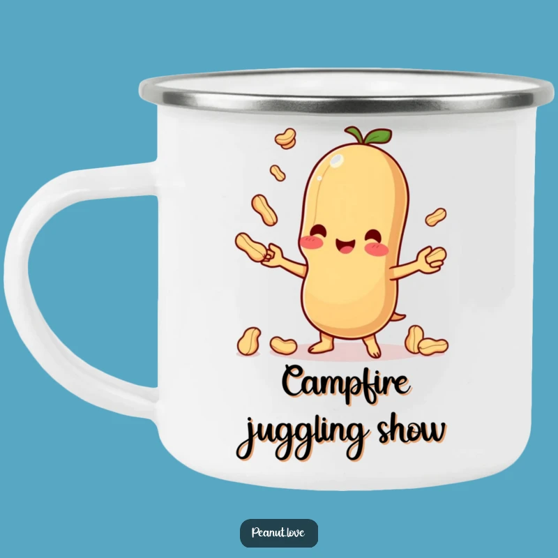 Funny Kawaii Peanut Juggling Camping Mug - Hilarious Drinkware for Adventures