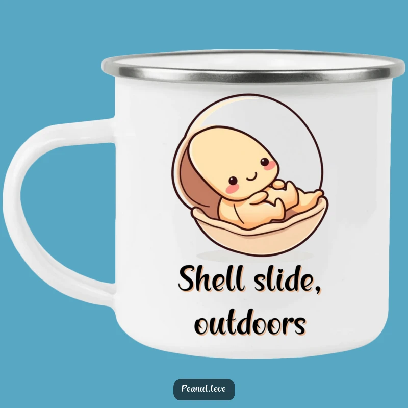 Funny Kawaii Peanut Shell Slide Camping Mug - Outdoor Playful Adventure Gift