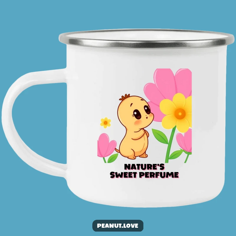 Funny Peanut Flower Camping Mug: Curious Sipper - Perfect Funny Gift for Hikers!