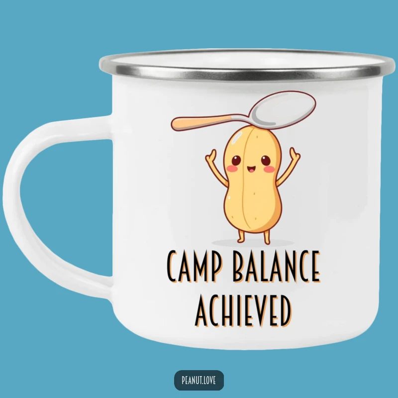 Funny Peanut Trek Mug: Balanced Character Camp Cup for Journeys