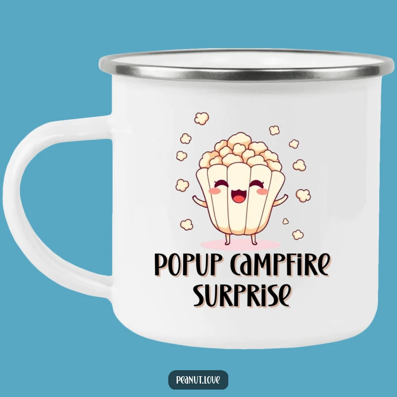 Funny Popcorn Kernel Camping Mug: Surprise Pop, Outdoor Movie Fun