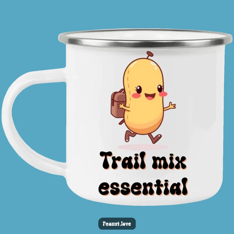 Funny Peanut Skips Camping Mug - Happy Character Outdoor Adventure Cup