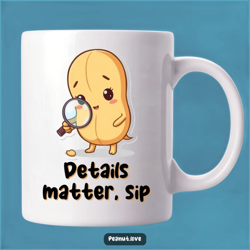 Funny Curious Peanut Mug - Detective Snack Cartoon Gift