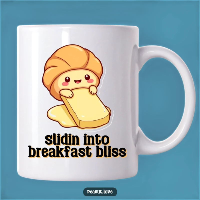 Funny Croissant Slide Mug: Butter Pat Fun, Hilarious Breakfast Treat Gift