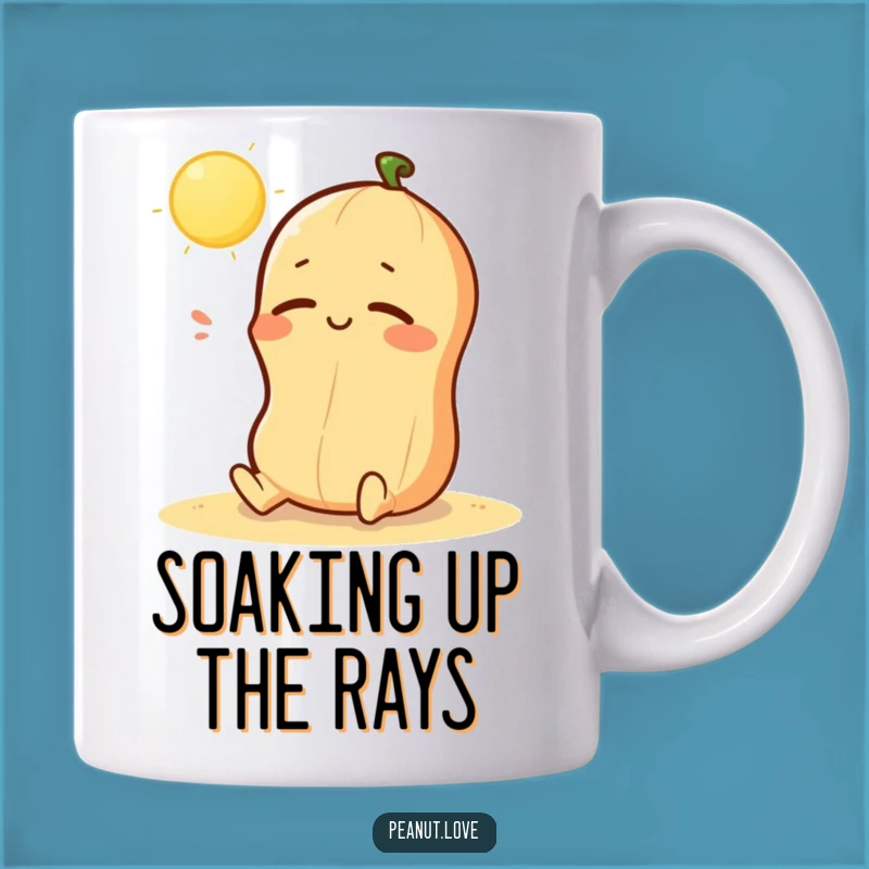 Funny Kawaii Peanut Sunbathing Mug - Relaxing Happy Sigh Coffee Gift