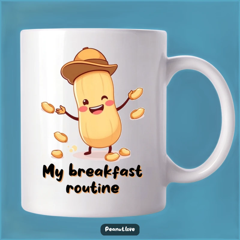 Funny Peanut Juggler Mug: Tiny Peanut with Hat Grinning Widely, Perfect Funny Gift Idea