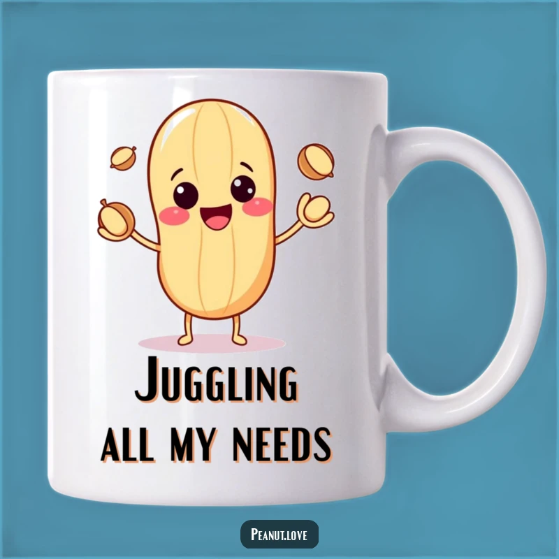 Funny Kawaii Peanut Juggler Mug: Cheerful Nutty Fun, Perfect Funny Gift