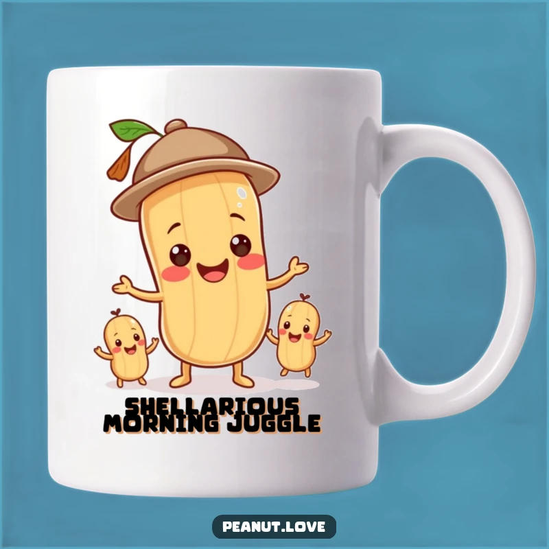 Funny Peanut Juggler Mug - Whimsical Character, Perfect Gift for Nut Lovers