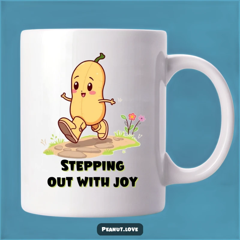 Funny Peanut Boots Mug: Hilarious Skipping Character Gift for Joyful Mornings