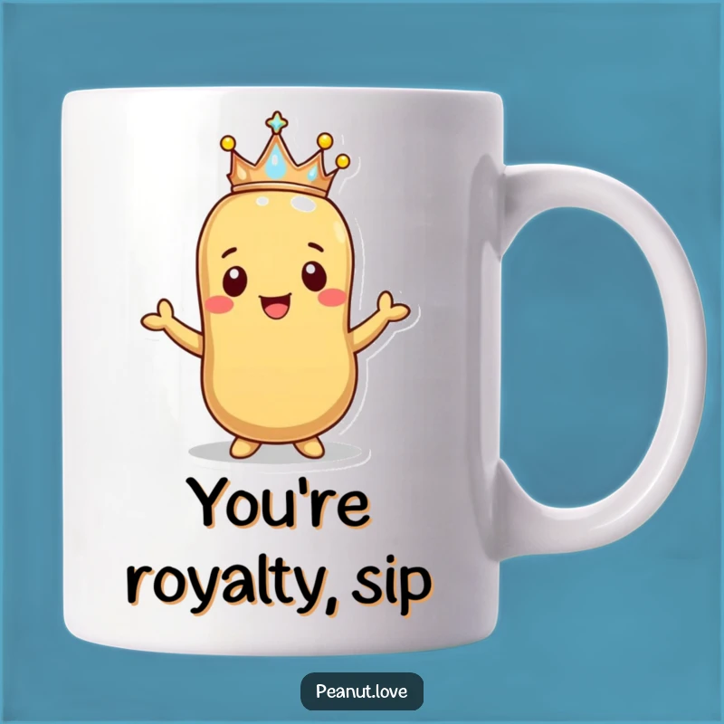 Funny Happy Peanut Crown Mug - Regal Snack Cartoon Gift