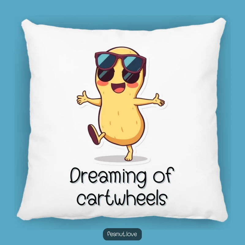 Funny Peanut Cartwheel Pillow: Comfy & Hilarious Sunglasses Accent for Your Couch