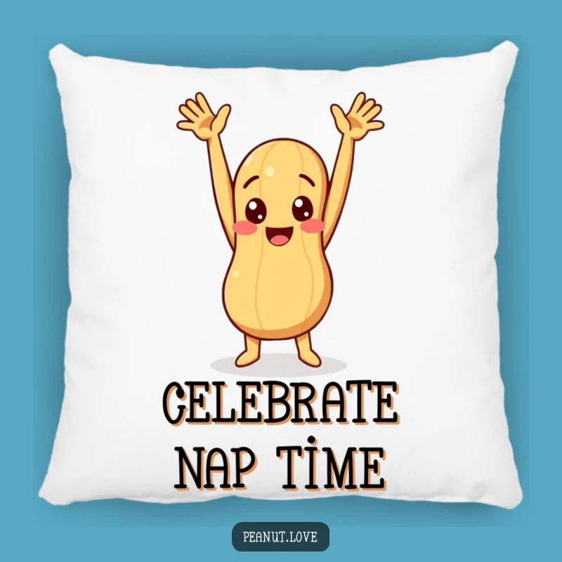 Funny Peanut Celebration Pillow: Comfy Arms Up Joy