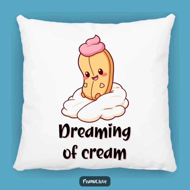 Funny Peanut Whipped Cream Pillow - Cozy Dessert Cartoon Comfort Gift