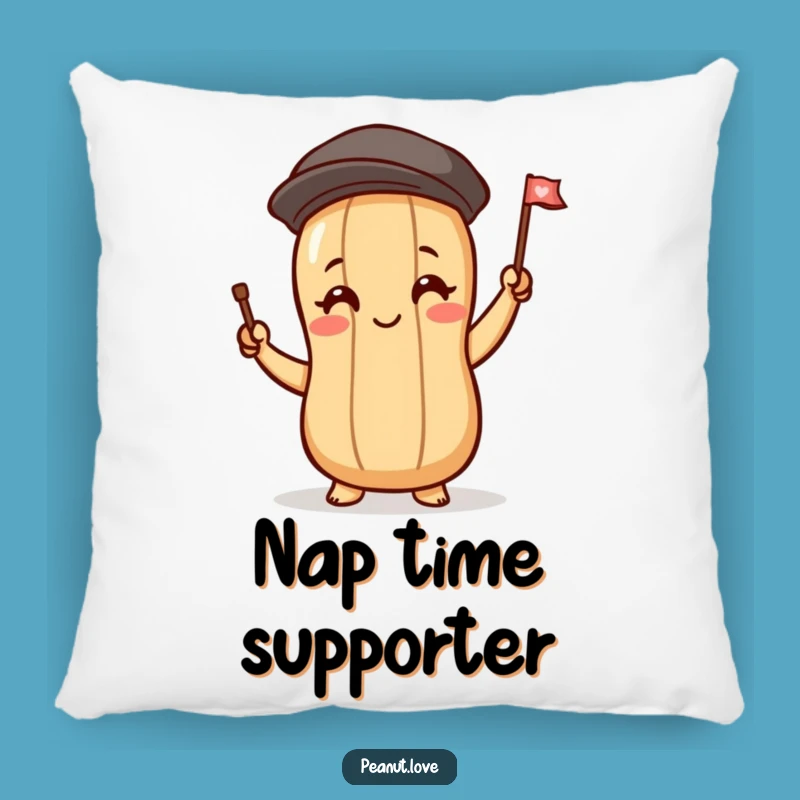 Funny Cheerful Peanut Pillow, Blushing Flag Hug, Comfy Humorous Accent Decor