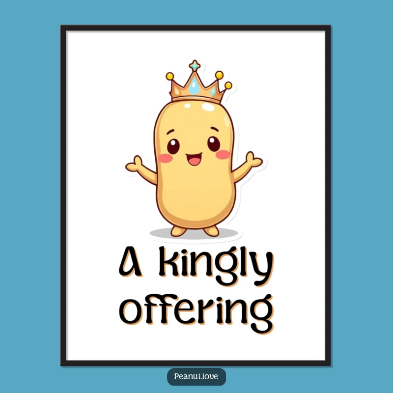 Funny Happy Peanut Crown Digital Art - Regal Snack Print Gift