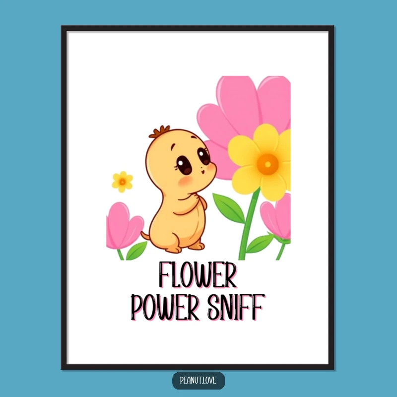 Funny Peanut Flower Digital Art: Curious Bloom - Instant Funny Gift Download!