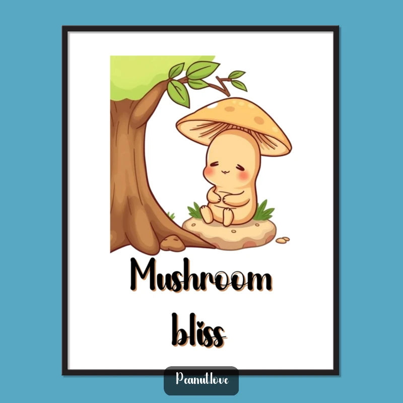 Funny Contented Peanut Digital Print - Instant Peaceful Wall Art