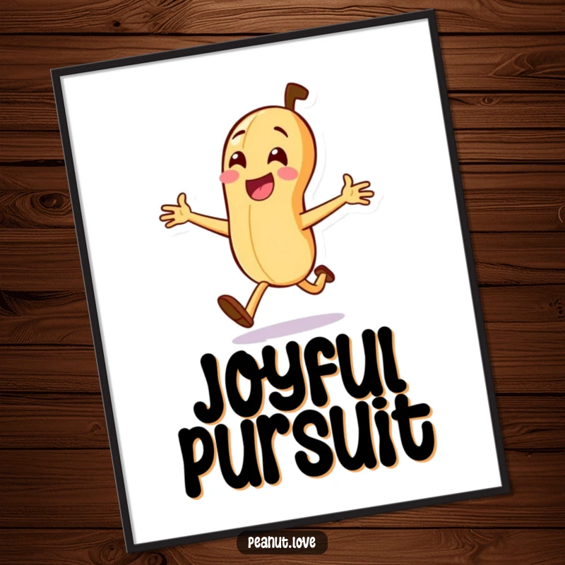 Funny Peanut Run Digital Art: A peanut character joyfully running with arms open, downloadable art for funny, energetic, and spirited wall decor.