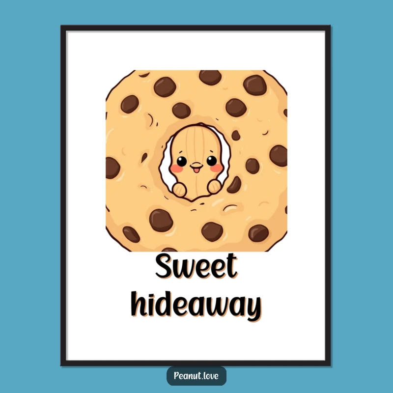 Funny Peanut's Cookie Hideaway Digital Art, Sneaky Nut Print, Humorous Decor