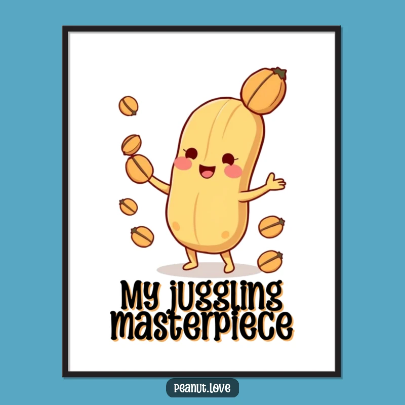 Funny Playful Peanut Digital Art: Nut Juggling Fun, Perfect Joyful Gift