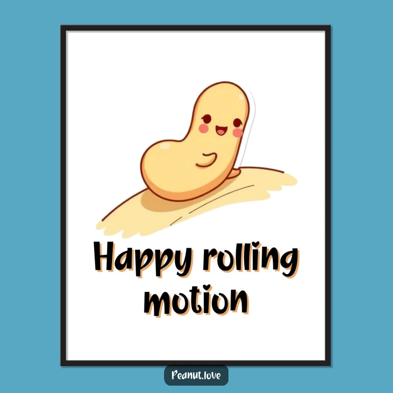 Funny Rolling Peanut Digital Print - Playful Wall Art, Instant Gift