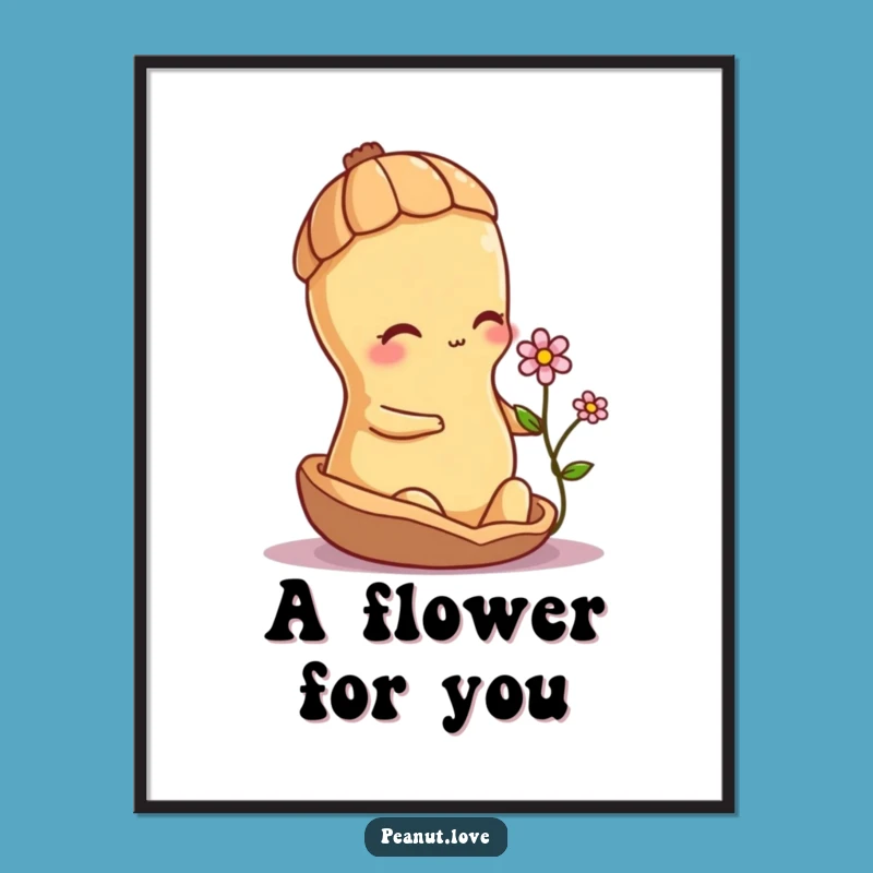 Funny Shy Peanut Flower Digital Art - Instant Gentle Charm Decor
