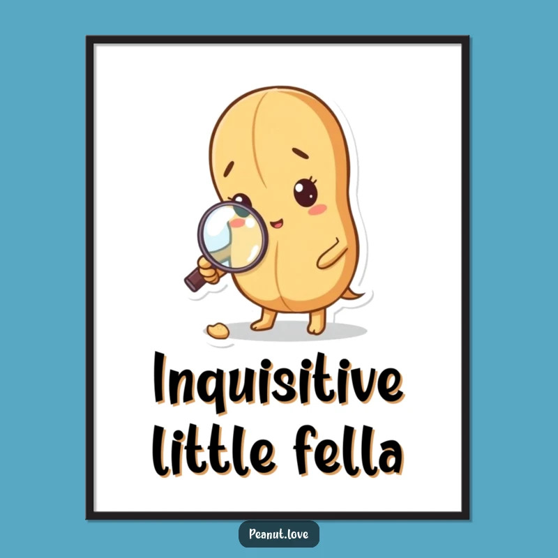 Funny Curious Peanut Digital Art - Detective Snack Print Gift