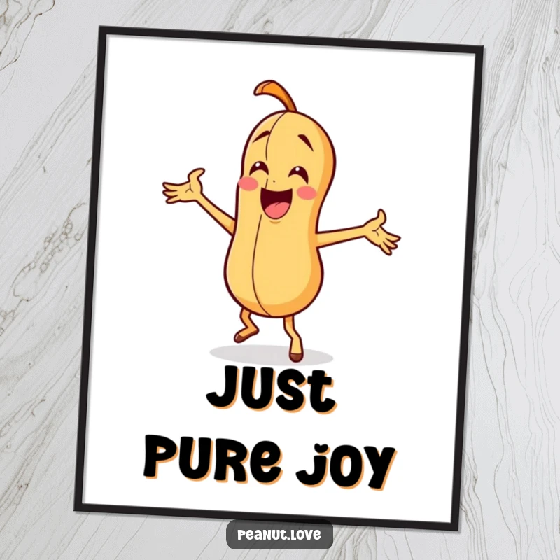 Funny peanut character mid-silly dance with exaggerated arm waves, presented as downloadable digital art.