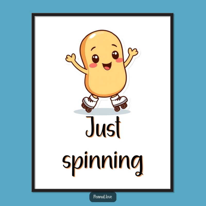 Funny Peanut Roller Skater Digital Art: Hilarious Nutty Decor for Instant Smiles