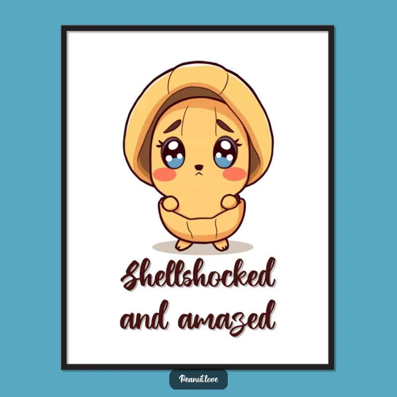 Funny Surprised Peanut Digital Print - Wide-Eyed Wall Art, Instant Gift