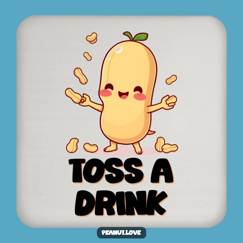 Funny Kawaii Peanut Juggling Coaster - Protect Surfaces with Nutty Humor