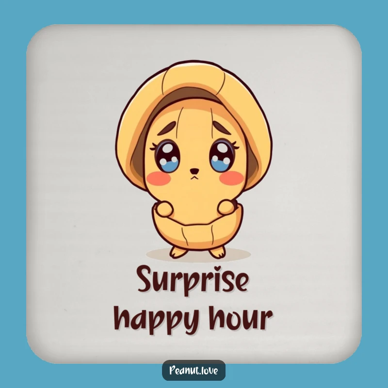 Funny Surprised Peanut Coaster - Shocked Protection, Perfect Bar Gift