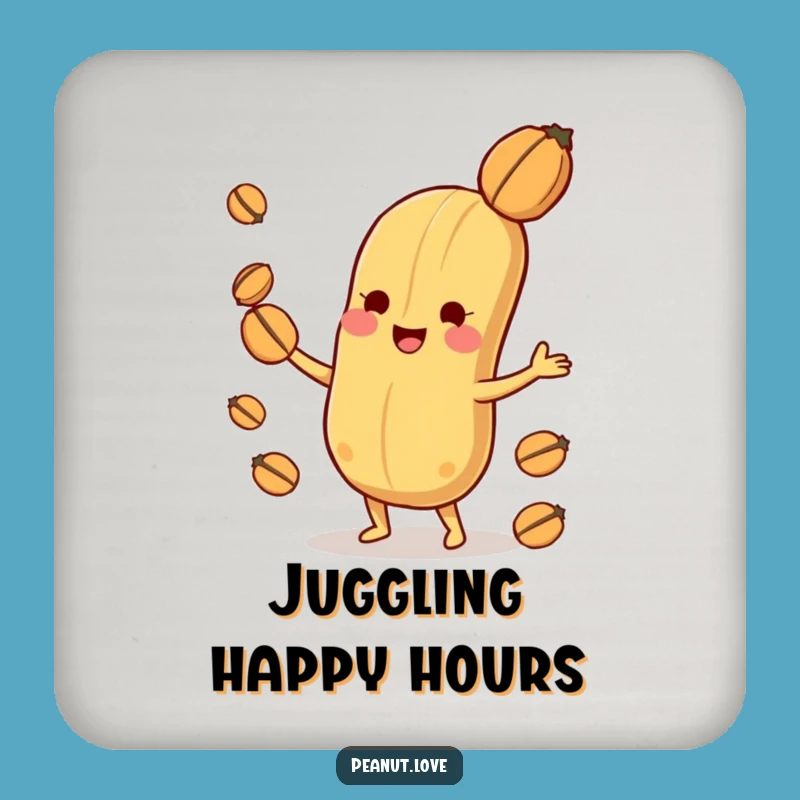 Funny Playful Peanut Drink Coaster: Nut Juggling Fun, Perfect Joyful Gift