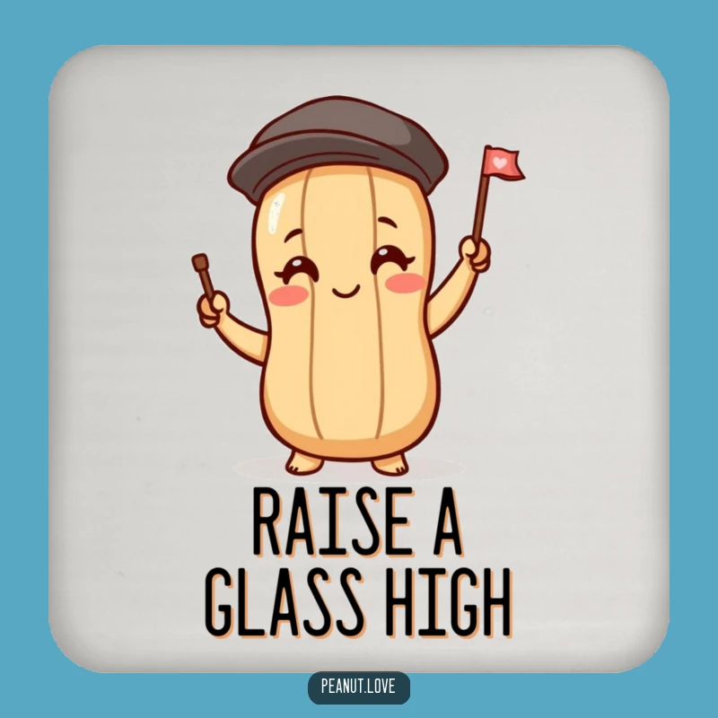 Funny Greeting Coaster, Blushing Peanut Flag Holder, Humorous Drink Accessory