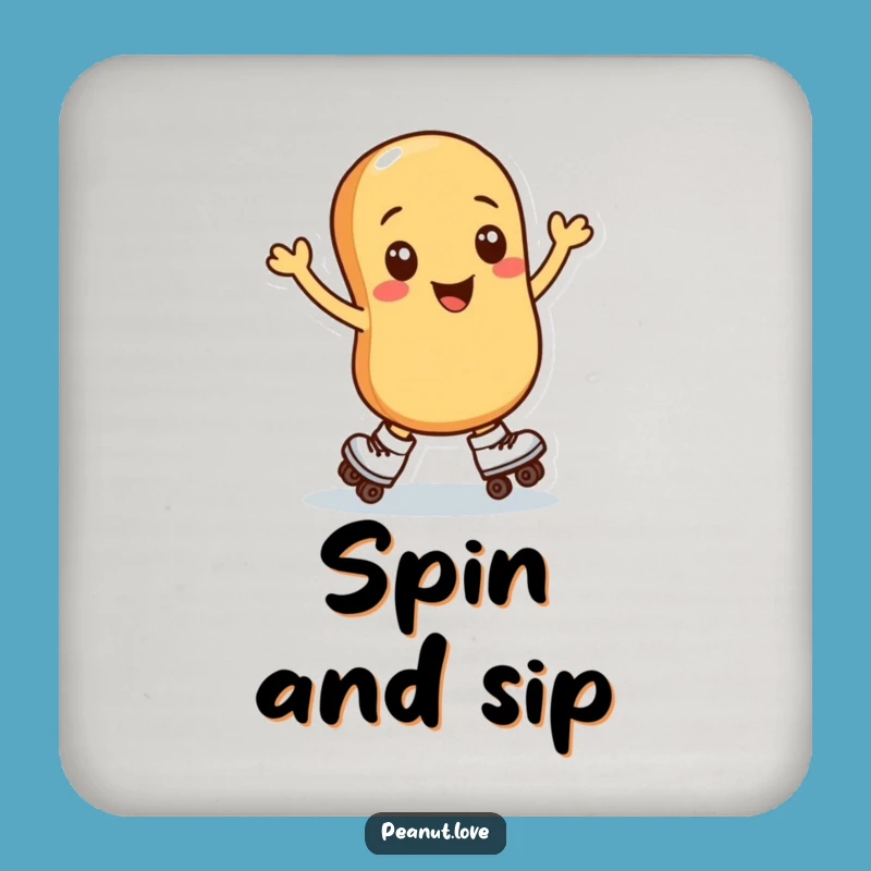 Funny Peanut Roller Skater Drink Coaster: Hilarious Nutty Protection for Your Surfaces