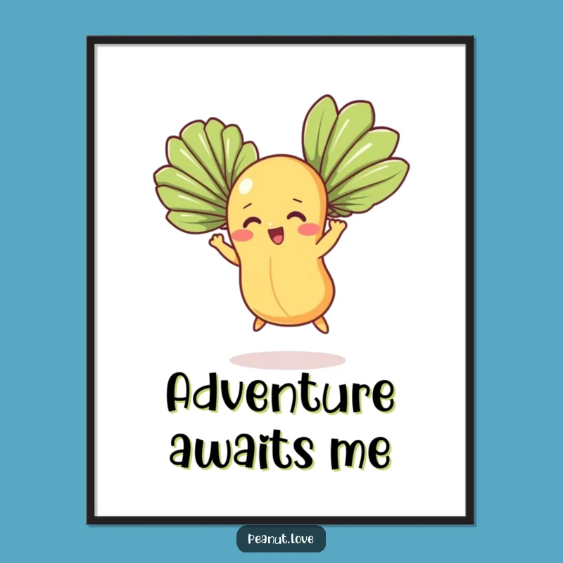 Funny Determined Peanut Poster, Fan Leaf Flight Art, Hilarious Motivational Wall Decor