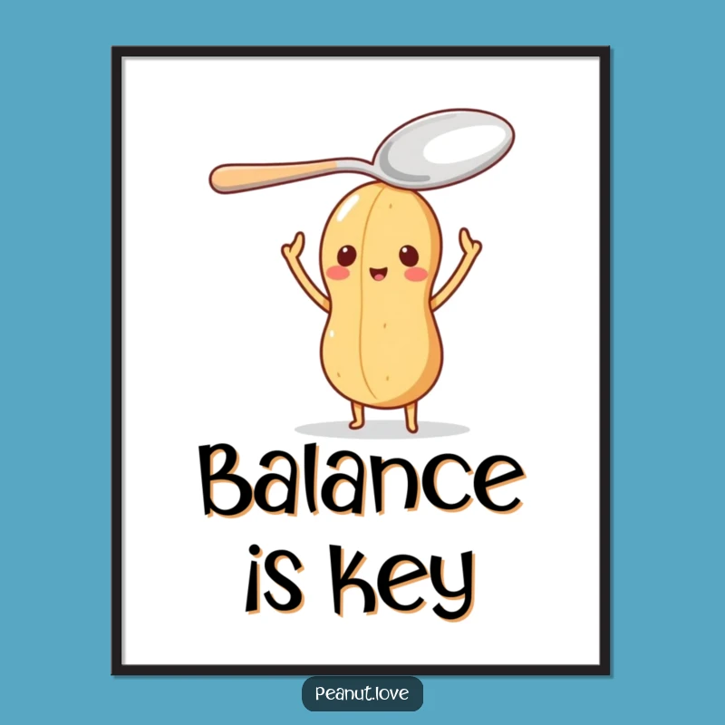 Funny Peanut Focus Poster: Balancing Character Wall Art Gift