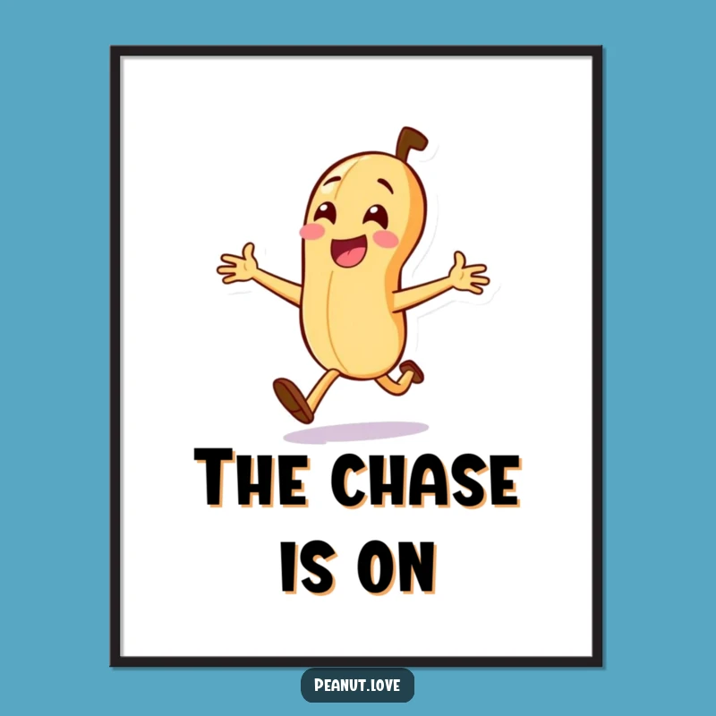 Funny Peanut Run Poster: Dynamic Nutty Art Print for Energetic Spaces