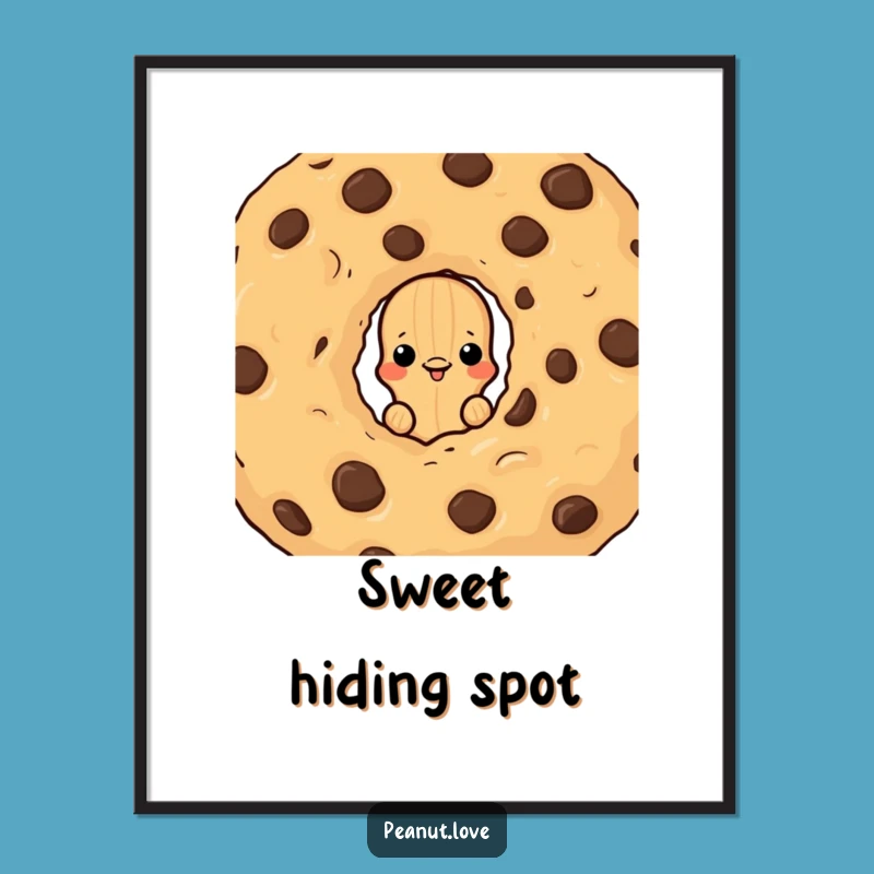 Funny Peanut's Cookie Secret Poster, Sneaky Hideout Art, Delicious Humorous Decor