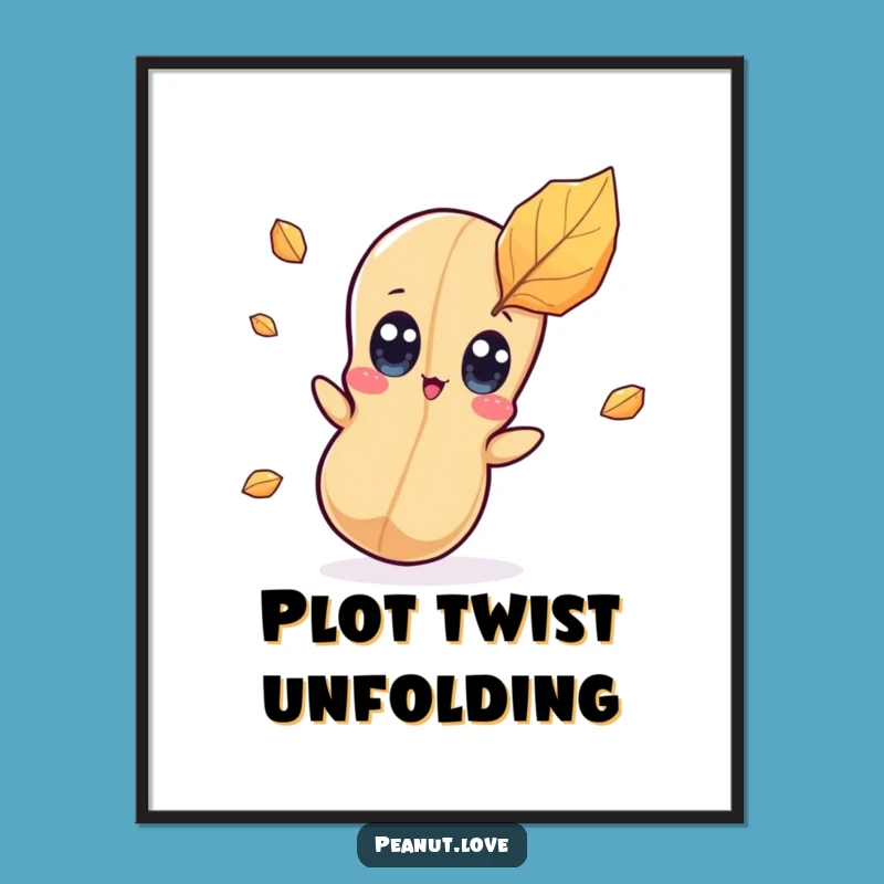 Funny Surprised Peanut Poster - Kawaii Character Autumn Surprise Art