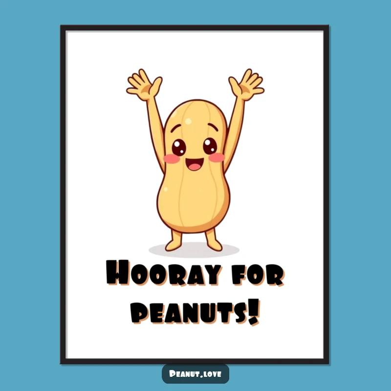 Funny Peanut Celebration Poster: Joyful Arms Up Wall Art