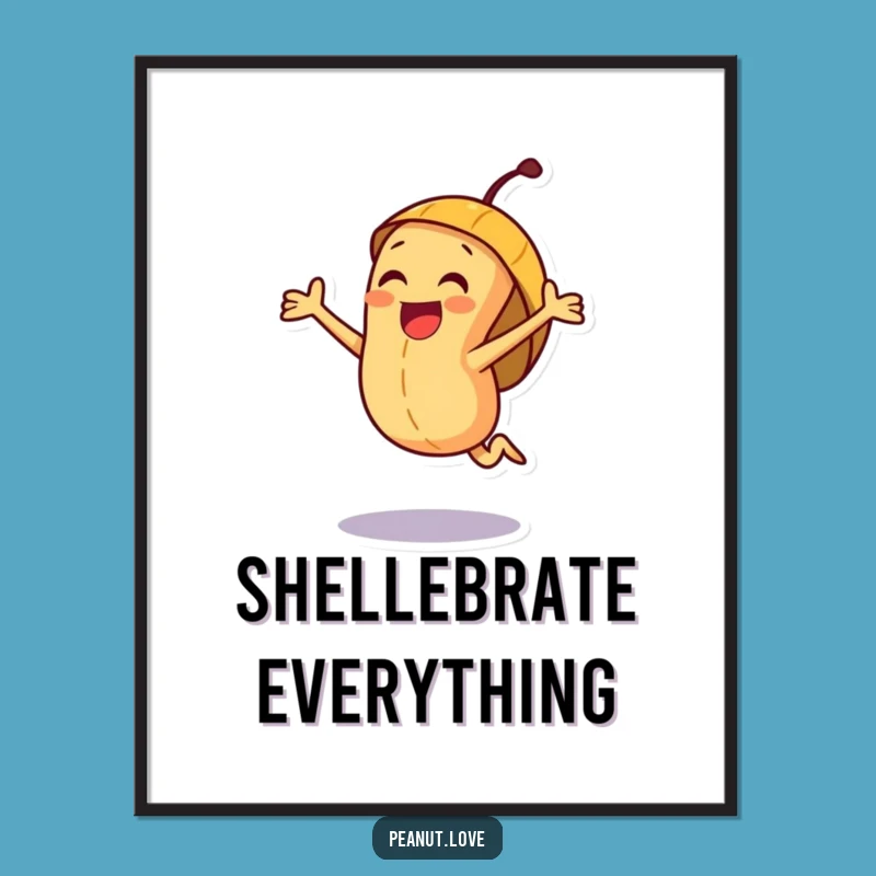 Funny Joyful Peanut Poster: Exciting Jumping Nut Art, Perfect Cheerful Gift
