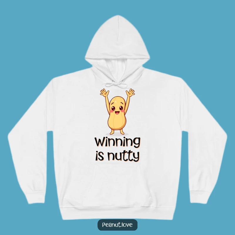Funny Peanut Celebration Hoodie: Cozy Arms Up Joyful Gift