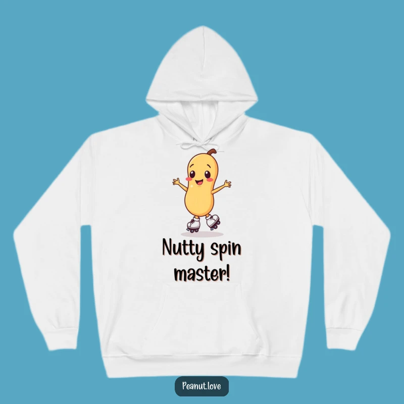 Funny Smiling Peanut Roller Skate Hoodie, Cozy Spinning Style