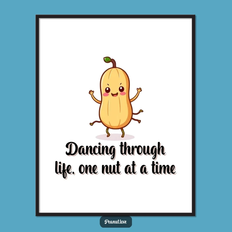 Free Printable Kawaii Peanut Dance Wall Art - Funny Downloadable Decor Gift