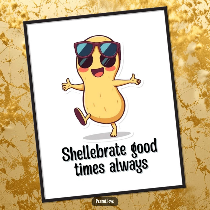 Funny Free Printable Wall Art: A Cool Peanut with Sunglasses in a Dynamic Cartwheel Pose